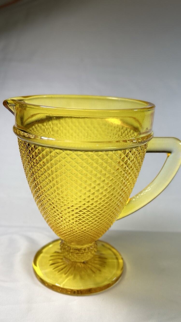 Vintage Vista Alegre Bicos Art Deco Style Yellow gold Glass Pitcher Party